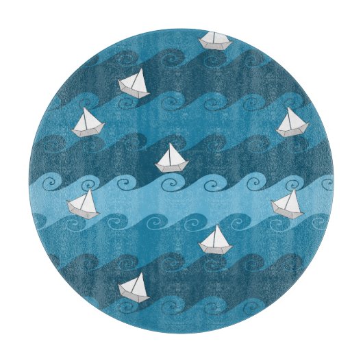 Planche À Découper Motif de papier de bateaux (Devant)