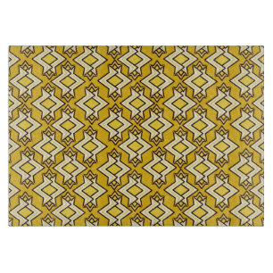 Planche À Découper Motif de papier peint d'art déco, or de moutarde