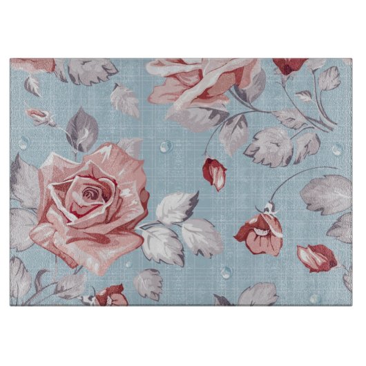 Planche À Découper Motif de papier peint d'élégance des roses roses 2 (Devant)