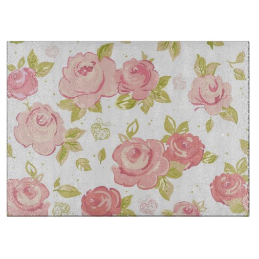 Planche À Découper Motif de papier peint d'élégance des roses roses 3 (Devant)