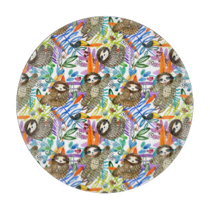 Planche À Découper Motif de paresse d'aquarelle de bande dessinée