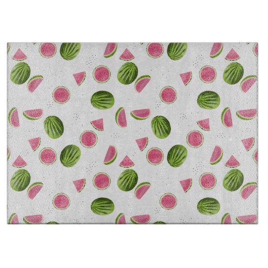 Planche À Découper Motif de pastèque rose et vert d'été (Devant)