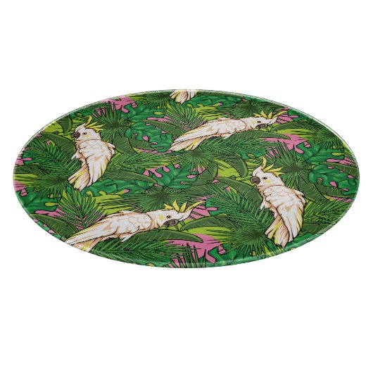 Planche À Découper Motif de perroquets avec Feuilles de palme (Coin)