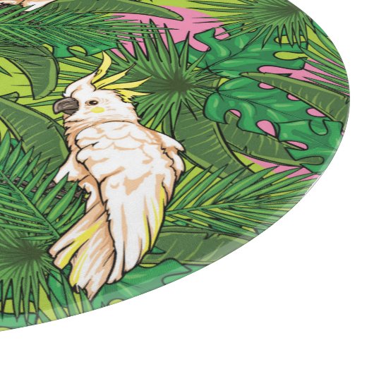 Planche À Découper Motif de perroquets avec Feuilles de palme (Coin)