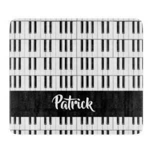 Planche À Découper motif de piano noir et blanc
