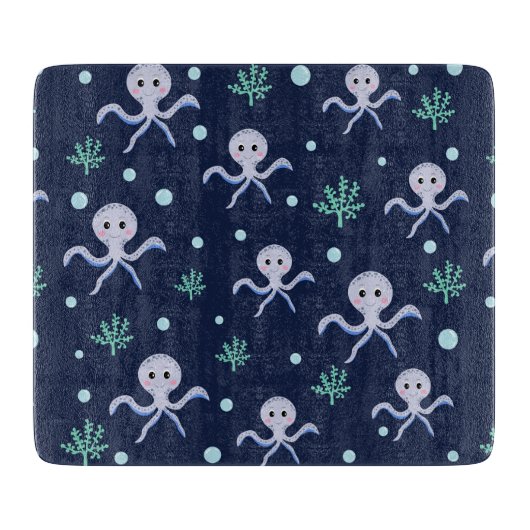 Planche À Découper Motif de Pieuvre Mignonne (Devant)