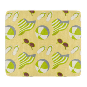 Planche À Découper Motif de plage avec lunettes de soleil et casquett
