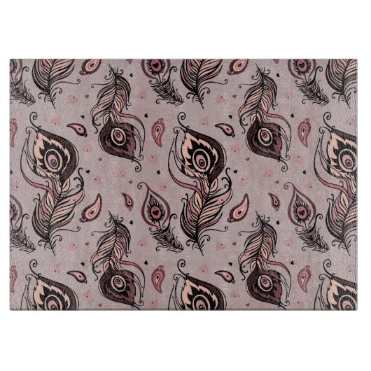 Planche À Découper Motif de plume de paon (Devant)