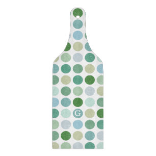 Planche À Découper Motif de points chic coloré vert monogramme