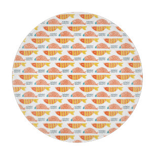Planche À Découper Motif de poissons de natation d'art populaire