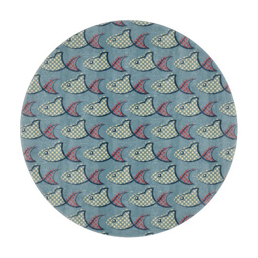 Planche À Découper Motif de poissons de point de polka (Devant)