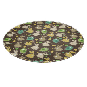 Planche À Découper motif de ressort avec des oeufs de pâques, oiseaux