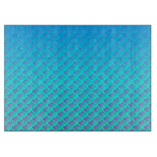 Planche À Découper Motif de sirène en bleu et violet Aqua