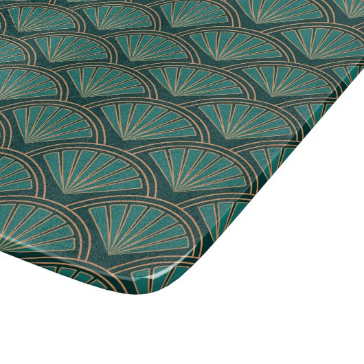 Planche À Découper Motif de style Art déco en vert turquoise (Coin)
