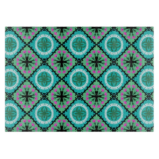 Planche À Découper Motif de Suzani aux motifs ouzbek et kazakh (Devant)