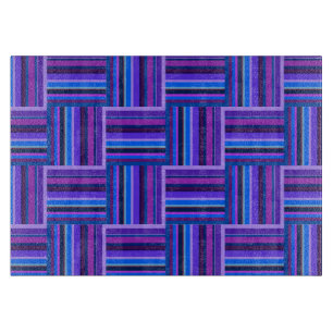 Planche À Découper Motif de tissage à rayures bleues et violettes