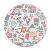 Planche À Découper Motif de touristes en pastel (Devant)