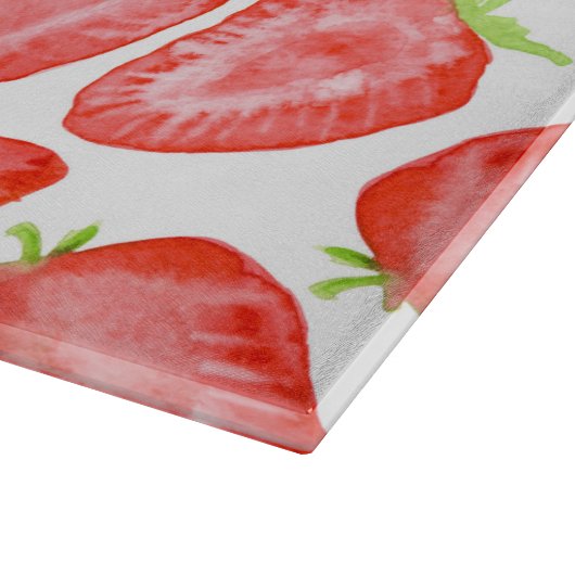 Planche À Découper Motif de tranches de fraise d'aquarelle (Coin)