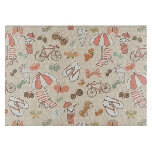 Planche À Découper Motif de vacances d'été (Devant)
