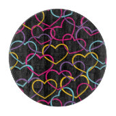 Planche À Découper Motif de Valentine avec des coeurs de couleur (Devant)