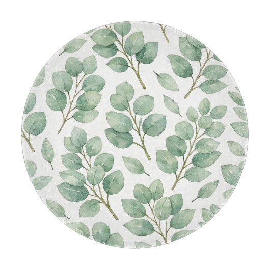 Planche À Découper Motif de verdure d'eucalyptus à l'aquarelle (Devant)