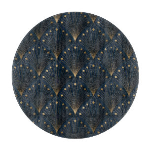 Planche À Découper Motif déco bleu et or