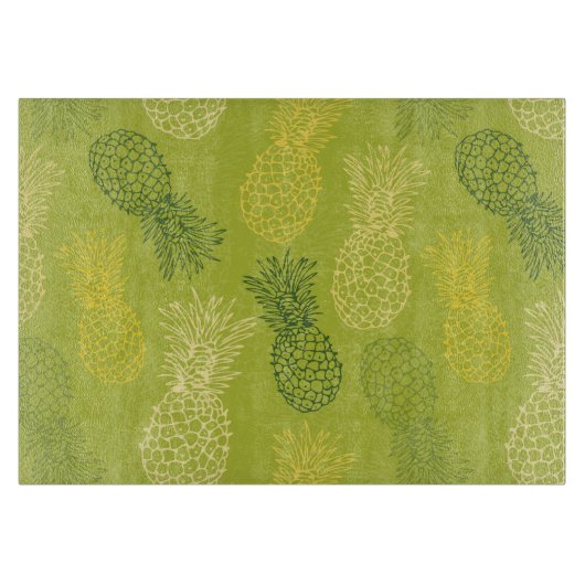 Planche À Découper Motif d'ensemble d'ananas sur le vert (Devant)