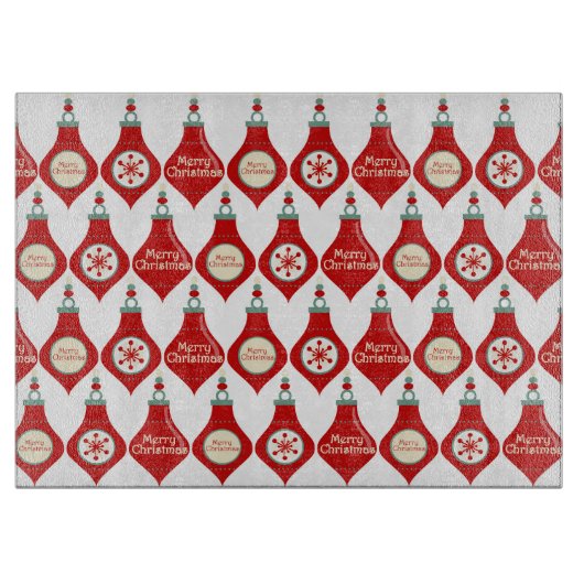 Planche À Découper Motif des ampoules de Noël rouges (Devant)