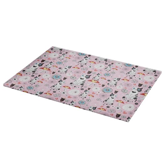 Planche À Découper motif des chats et des fleurs (Coin)