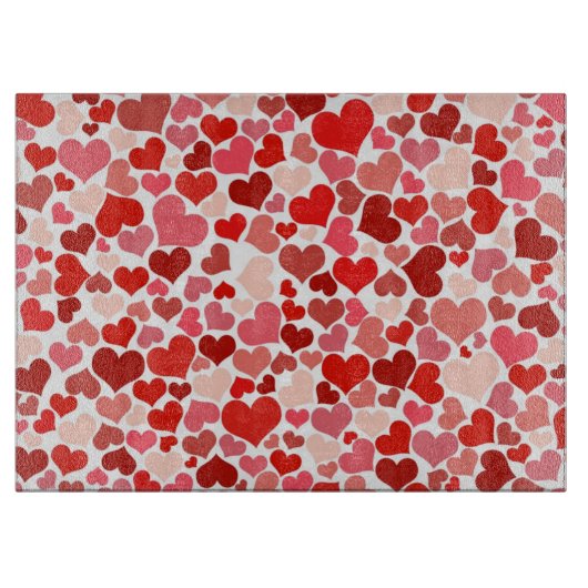 Planche À Découper Motif Des Coeurs, Coeurs Rouges, Amour (Devant)