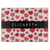 Planche À Découper Motif Des Coeurs, Coeurs Rouges, Votre Nom (Devant)