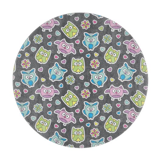 Planche À Découper motif des hiboux de bande dessinée (Devant)