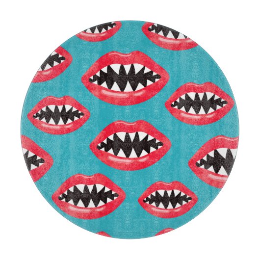 Planche À Découper Motif des lèvres rouges des dents de requin (Devant)