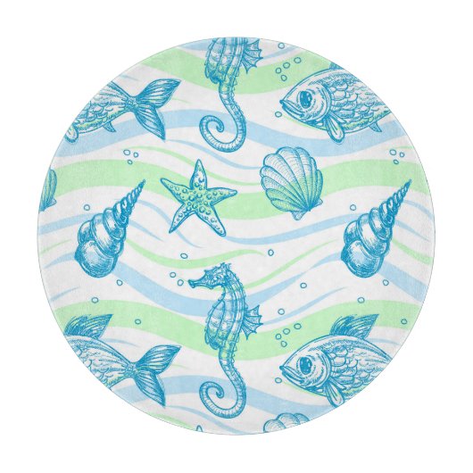 Planche À Découper Motif d'esquisse marine (Devant)