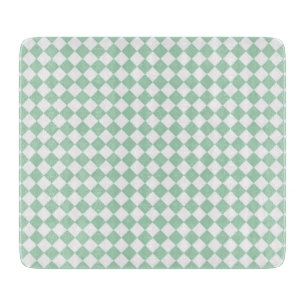 Planche À Découper Motif diamant à carreaux vert et blanc