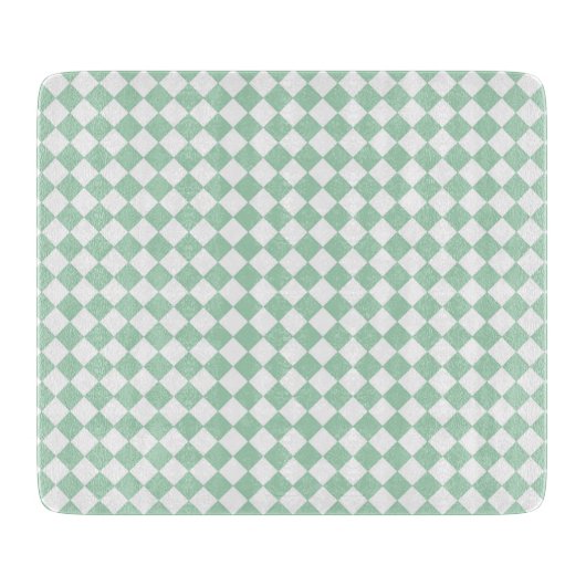 Planche À Découper Motif diamant à carreaux vert et blanc (Devant)