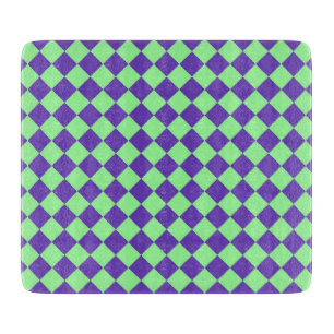 Planche À Découper Motif diamant à carreaux vert et violet