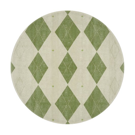 Planche À Découper Motif diamant argyle vert olive (Devant)