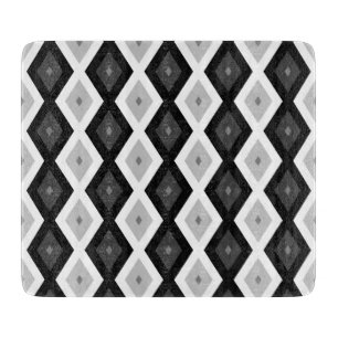 Planche À Découper Motif diamant noir, blanc et gris
