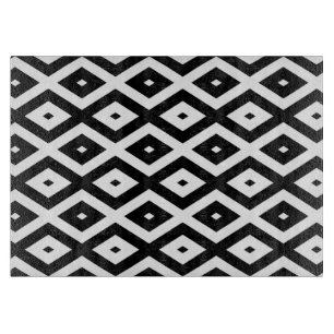Planche À Découper Motif diamant noir et blanc
