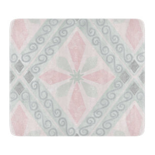 Planche À Découper Motif diamant pastel vert et rose