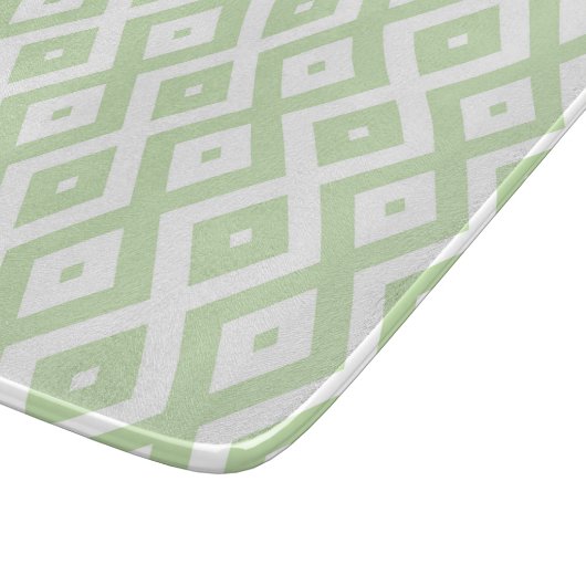 Planche À Découper Motif diamant vert pâle et blanc (Coin)