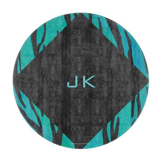 Planche À Découper Motif d'impression Turquoise et noir de tigre de m (Devant)