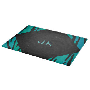 Planche À Découper Motif d'impression Turquoise et noir de tigre de m