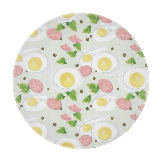 Planche À Découper Motif d'oeufs et de saucisse (Devant)