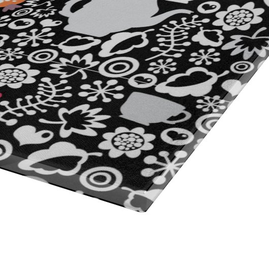 Planche À Découper Motif d'oiseaux et de tasses (Coin)