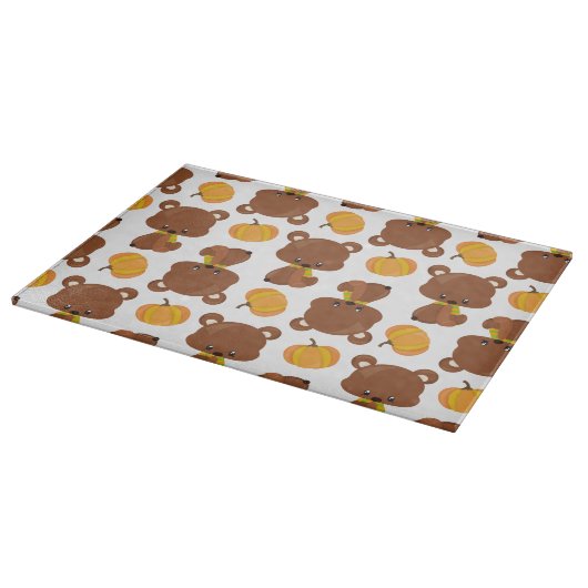 Planche À Découper Motif D'Ours, Ours Mignons, Automne, Citrouille (Coin)