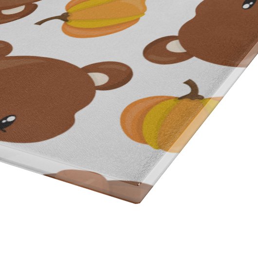 Planche À Découper Motif D'Ours, Ours Mignons, Automne, Citrouille (Coin)