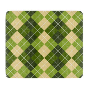 Planche À Découper Motif élégant Argyle en losange vert et jaune