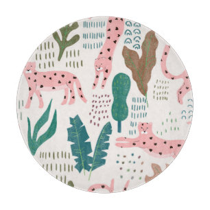 Planche À Découper Motif, empreinte de léopard, vintage.